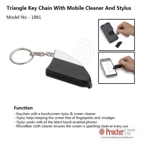 Triangle key chain with mobile cleaner and stylus J33 