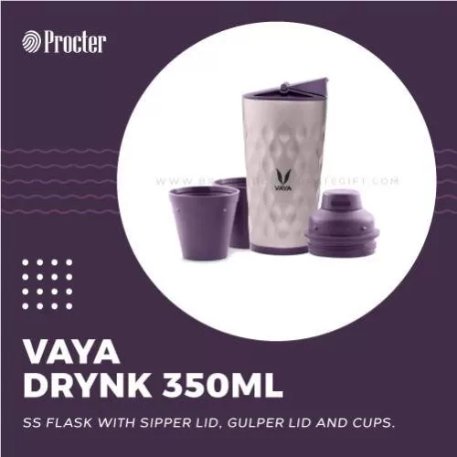 VAYA DRYNK 350ml THERMOS FLASK WITH SIPPER LID & GULPER LID ASSEMBLY