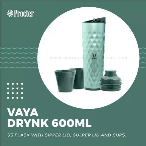 VAYA DRYNK 600ml THERMOS FLASK WITH SIPPER LID & GULPER LID ASSEMBLY