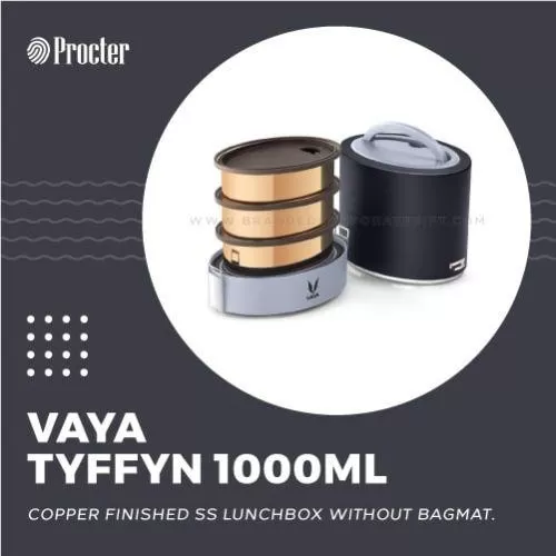 VAYA TYFFYN 1000ml COPPER FINISHED STAINLESS STEEL LUNCH BOX WITHOUT BAGMAT