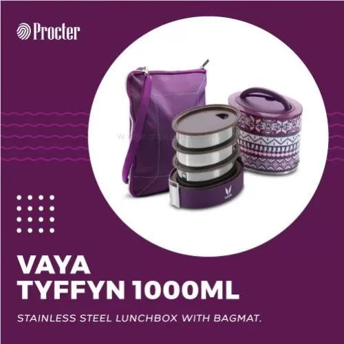 VAYA TYFFYN 1000ml STAINLESS STEEL LUNCH BOX WITH BAGMAT