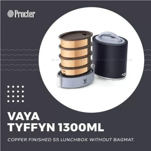 VAYA TYFFYN 1300ml COPPER FINISHED STAINLESS STEEL LUNCH BOX WITHOUT BAGMAT