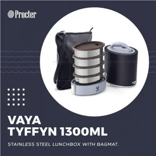 VAYA TYFFYN 1300ml STAINLESS STEEL LUNCH BOX WITH BAGMAT