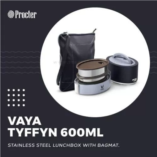 VAYA TYFFYN 600ml STAINLESS STEEL LUNCH BOX WITH BAGMAT