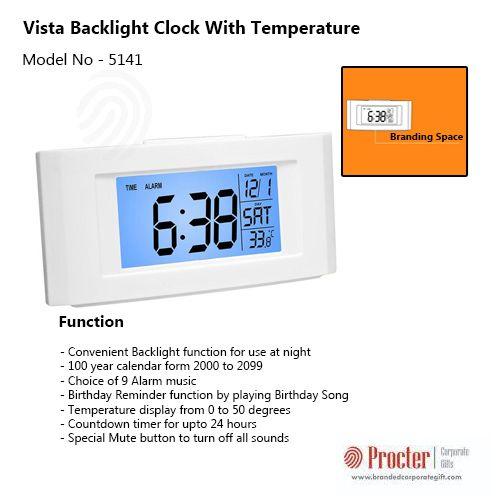 VISTA BACKLIGHT CLOCK WITH TEMPERATURE A102 