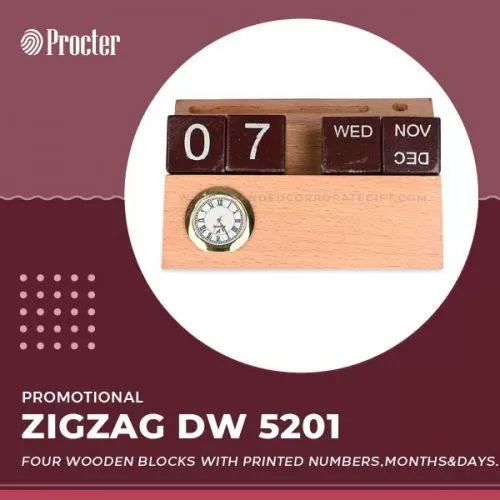 Zigzag Wooden Desk Organizer with Calendar Blocks DW 5201