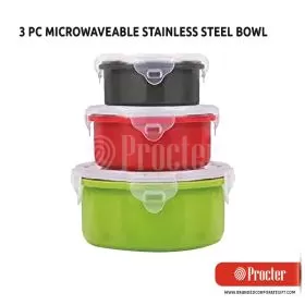 3 Pc MICROWAVEABLE Stainless Steel Bowl Set H236