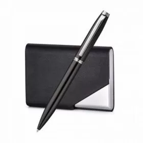 Atlas Glossy Chrome Trim Ballpoint Pen With Business Card Holder - Silver PENNLINE