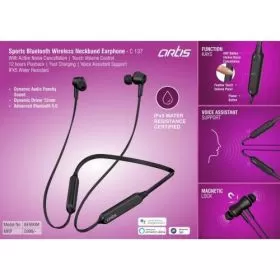 Artis Sports Bluetooth Wireless Neckband Earphone With Active Noise Cancellation C137