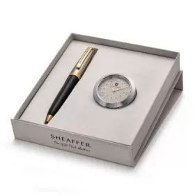 Ballpoint Pen With Chrome Table Clock SHEAFFER