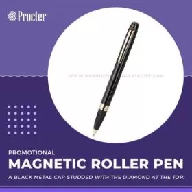 Black & Gold Magnetic Roller Pen with Diamond MP 47