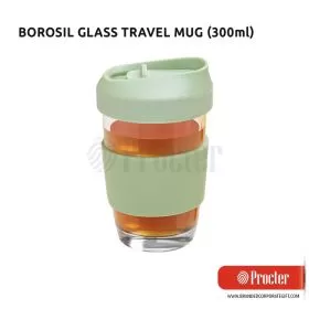 Borosil Glass Travel Mug Green - 300ml