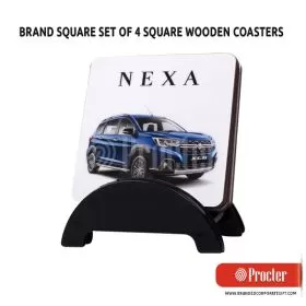 BRANDO SQUARE Set Of 4 Square Wooden Coasters E308