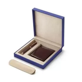 Contemporary Merlot Rose Gold Trims Ballpoint Pen With Savile Row Money Clip Wallet
