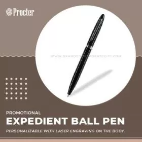 Expedient Personalised Black Ball Pen with Pointed Nib- 158