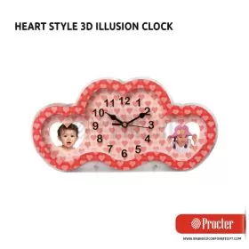 HEART STYLE 3D Illusion Clock With Dual Photo Frame D28 