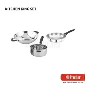 KITCHEN KING Set Of Large Sauce Pan, Frying Pan And Kadhai In Gift Box H214
