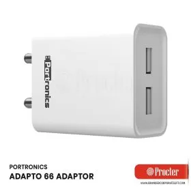 Portronics ADAPTO 66 2.4A Dual USB Ports Charging Adapter