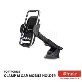 Portronics CLAMP M Car Mobile Holder with 360° Rotational