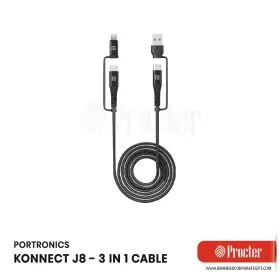 Portronics KONNECT J8 3-in-1 Fast Charging Cable