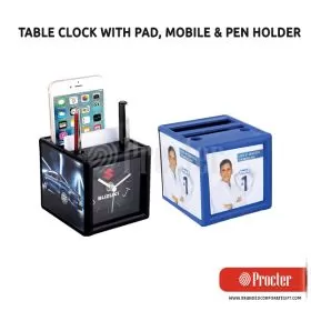 TABLE Clock With Pad And Mobile & Pen Holder A109 