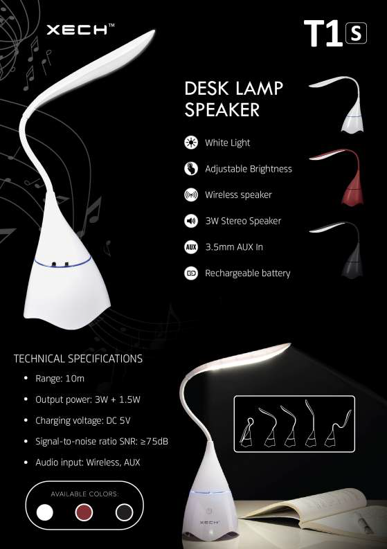 xech t1 desk lamp speaker