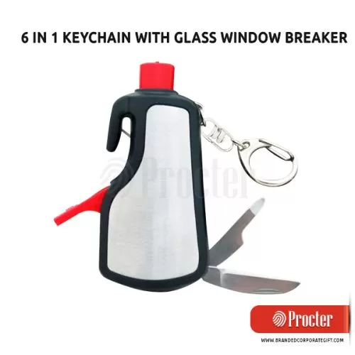 6 IN 1 Keychain With Glass Window Breaker & Led Torch G19 in bulk