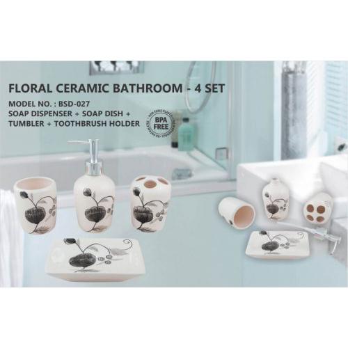 Behome Floralceramic Bathroom 4 Set In Bulk For Corporate