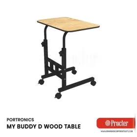 Portronics MY BUDDY D Wood Multipurpose Movable & Adjustable Table for Computer & Laptop